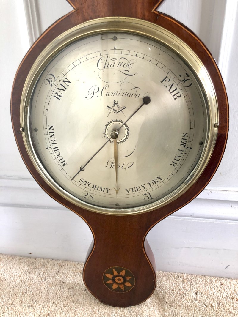 Antique 18th Century George III Inlaid Mahogany Banjo Barometer - Image 3